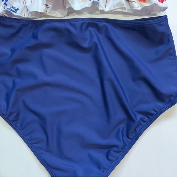 Women's Bikini Set High Waist Swimsuit 2 Piece Ruffled Tummy - Picture 7 of 9